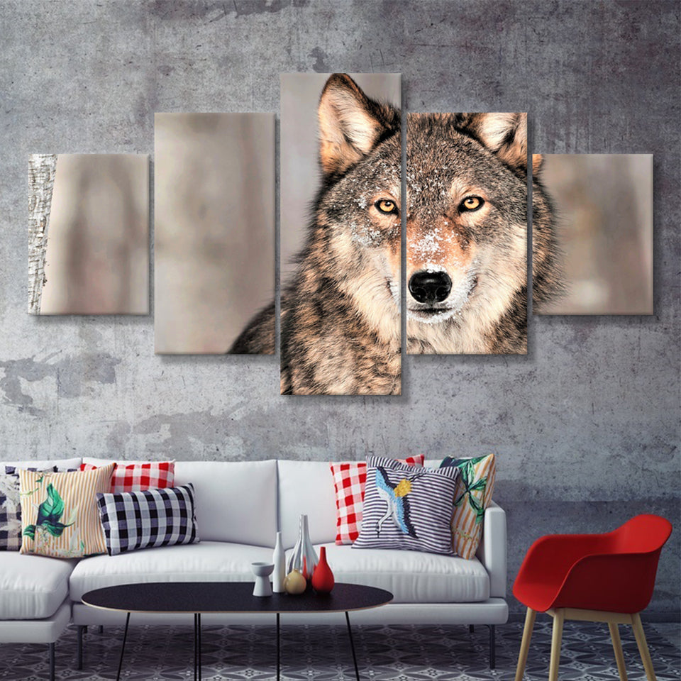 Wolf Winter Forest  5 Pieces Canvas Prints Wall Art - Painting Canvas, Multi Panels, 5 Panel, Wall Decor