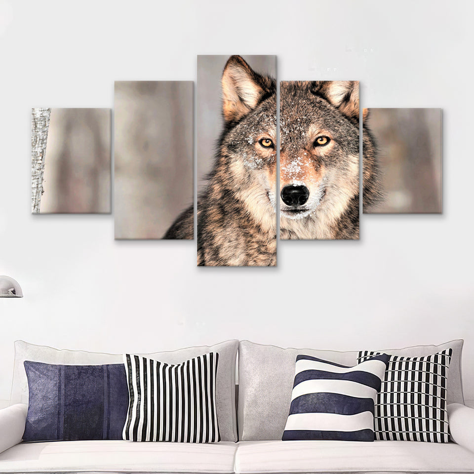 Wolf Winter Forest  5 Pieces Canvas Prints Wall Art - Painting Canvas, Multi Panels, 5 Panel, Wall Decor