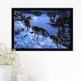 Wolves In The Snow Framed Canvas Prints - Painting Canvas, Art Prints,  Wall Art, Home Decor, Prints for Sale