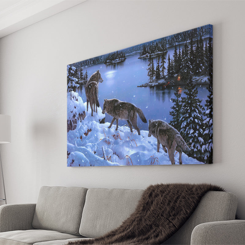 Wolves In The Snow Canvas Prints Wall Art - Painting Canvas, Art Prints, Wall Decor, Home Decor, Prints for Sale