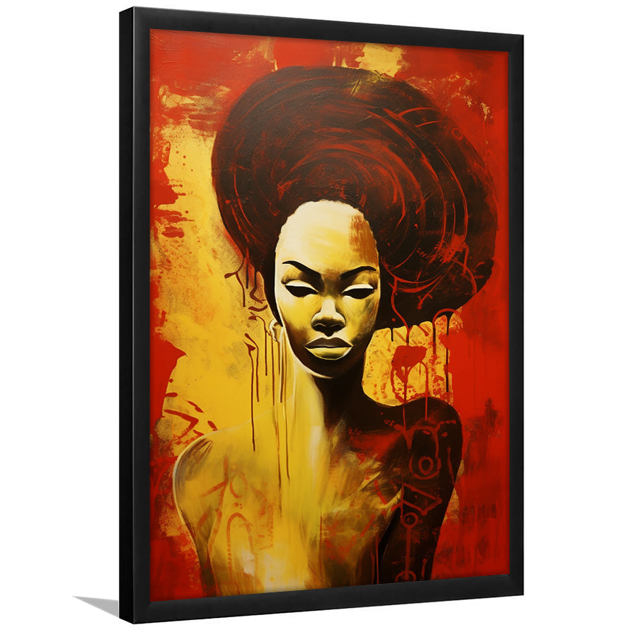 Woman African American Culture Mixed Symbol Acrylic Painting, Painting Art, Framed Art Prints Wall Decor