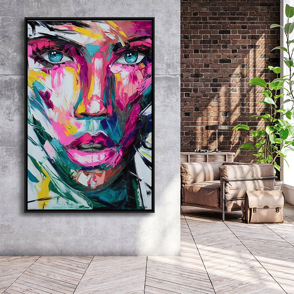 Woman Face Graffiti 2 3 Framed Canvas Prints Wall Art - Painting Canvas, Floating Frame, Painting Prints, For Sale