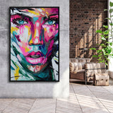 Woman Face Graffiti 2 3 Framed Canvas Prints Wall Art - Painting Canvas, Floating Frame, Painting Prints, For Sale