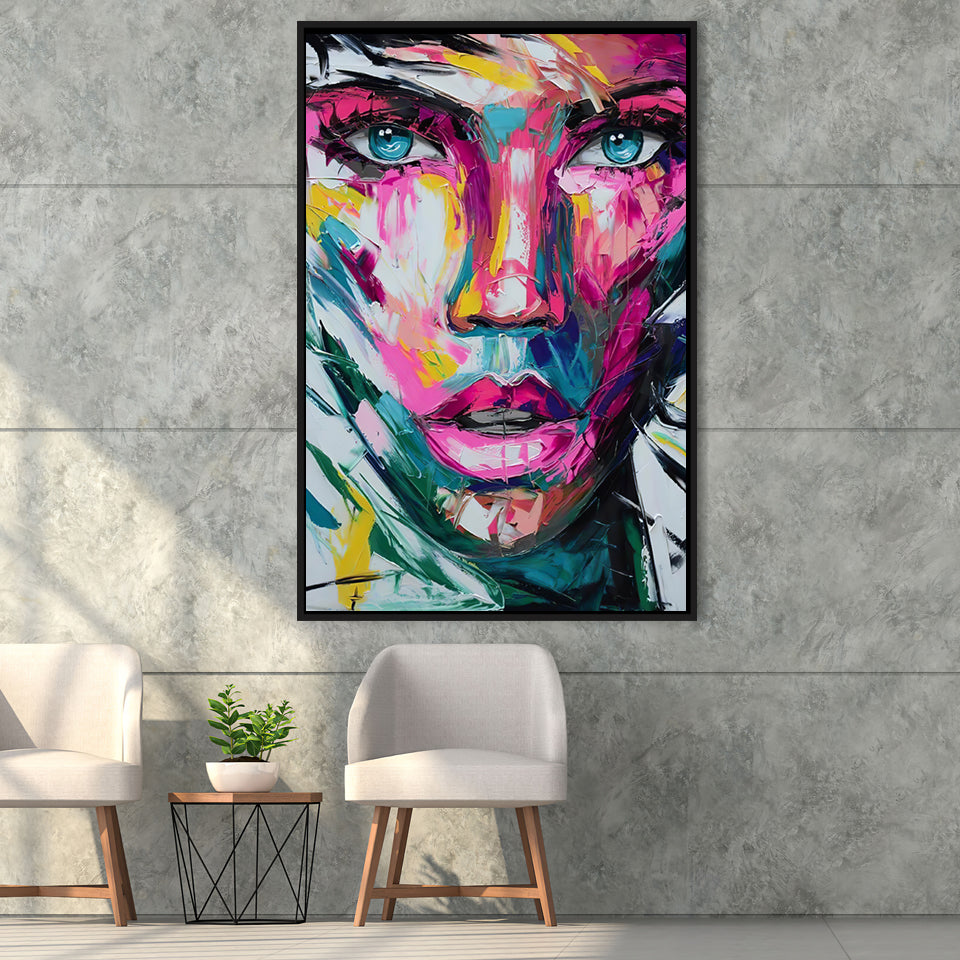 Woman Face Graffiti 2 3 Framed Canvas Prints Wall Art - Painting Canvas, Floating Frame, Painting Prints, For Sale