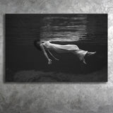 Woman Floating Black And White Print, Toni Frissell Underwater Photo Canvas Prints Wall Art Home Decor
