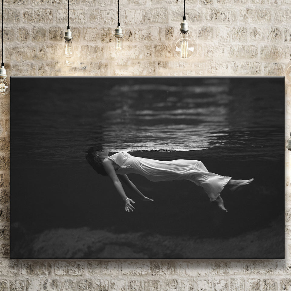 Woman Floating Black And White Print, Toni Frissell Underwater Photo Canvas Prints Wall Art Home Decor