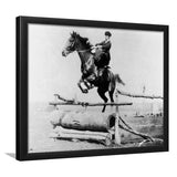 Woman Horse Jumping Black And White Print, Equestrian Girl Framed Art Prints, Wall Art,Home Decor,Framed Picture