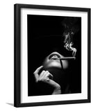 Woman Smoking A Cigar-Black and white Art, Art Print, Plexiglass Cover