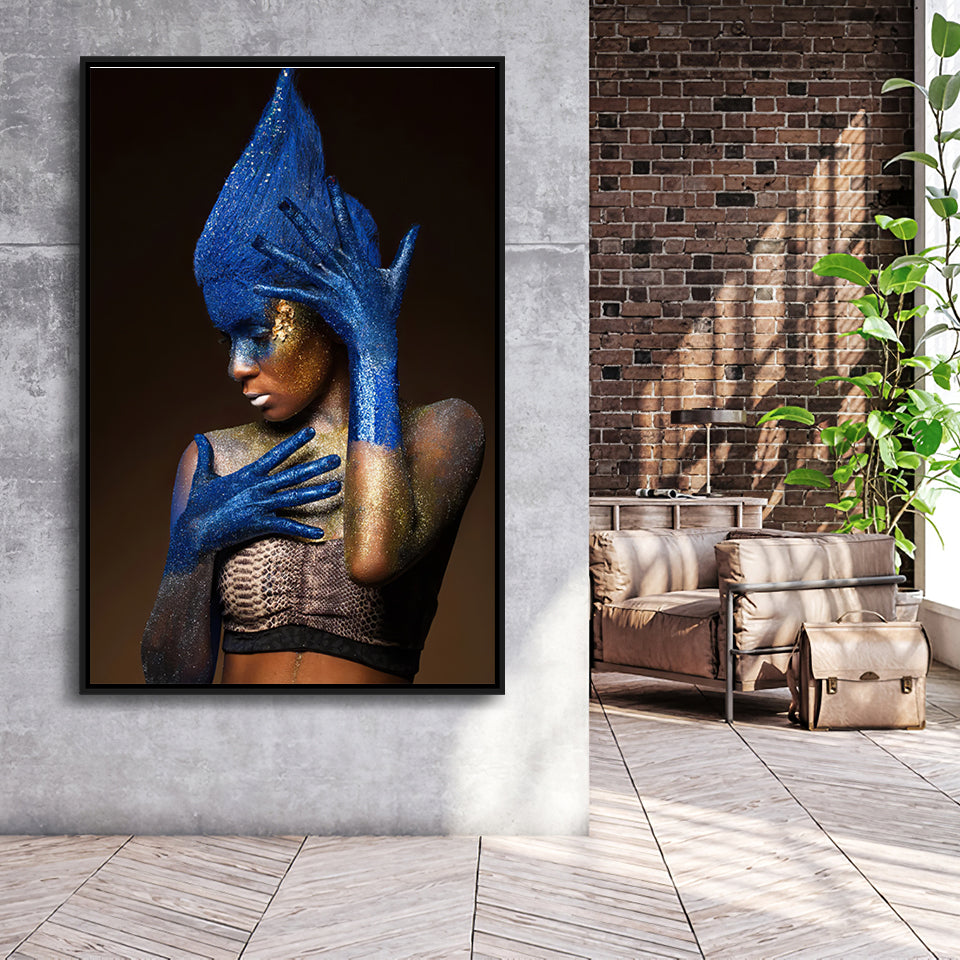 Woman Wall Art African American Print Framed Canvas Prints Wall Art - Painting Canvas, Wall Decor, Floating Frame
