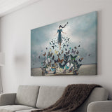 Woman With Butterflies, Abstract Art Canvas Prints Wall Art Home Decor