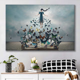 Woman With Butterflies, Abstract Art Canvas Prints Wall Art Home Decor