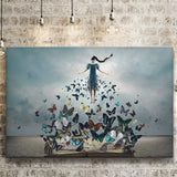 Woman With Butterflies, Abstract Art Canvas Prints Wall Art Home Decor