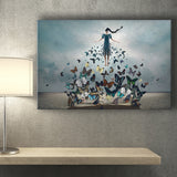 Woman With Butterflies, Abstract Art Canvas Prints Wall Art Home Decor