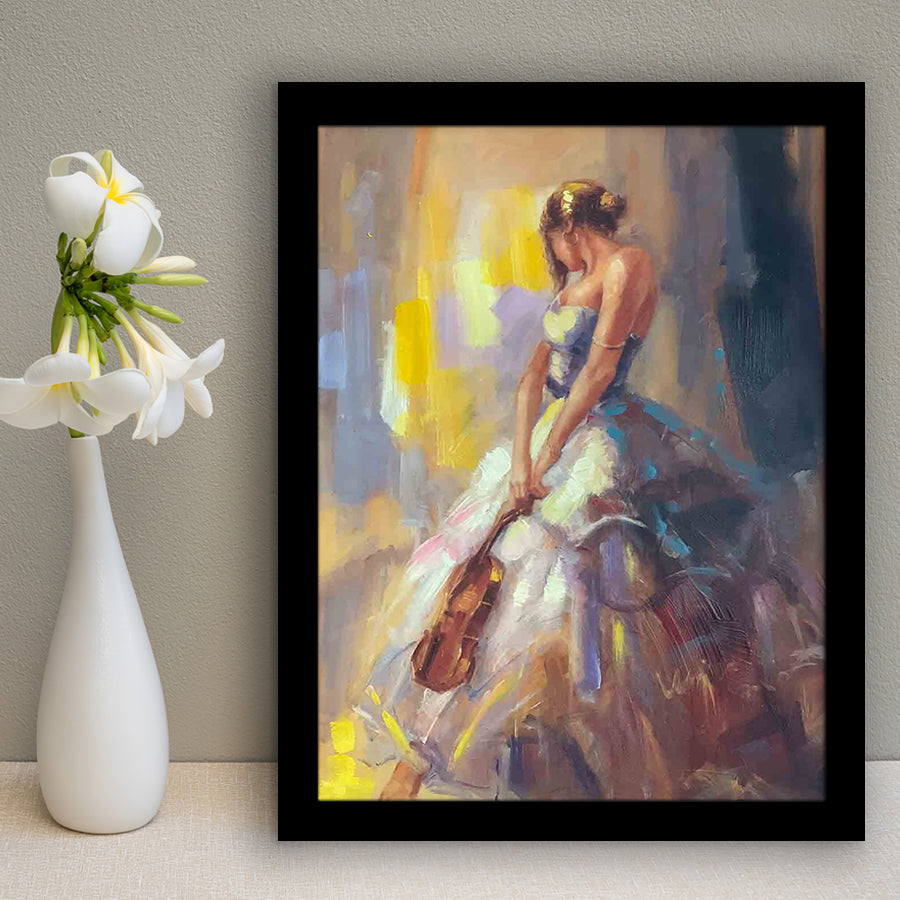 Woman With Violin Framed Art Print Wall Art Decor,Framed Picture