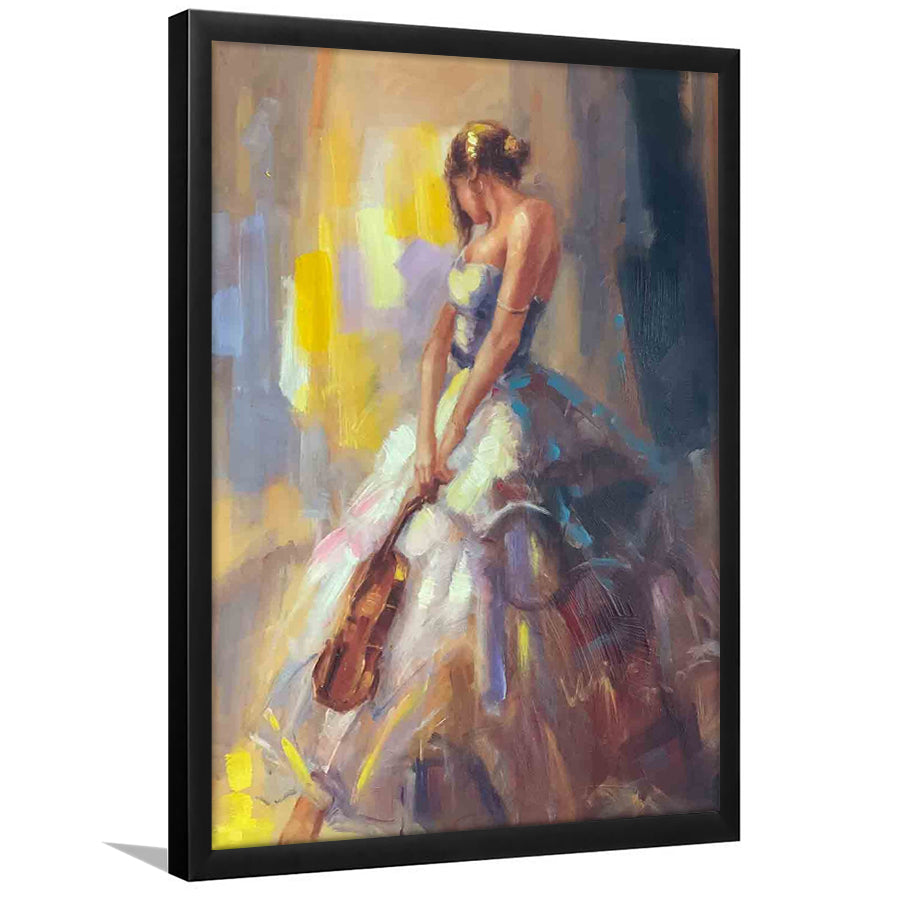 Woman With Violin Framed Art Print Wall Art Decor,Framed Picture