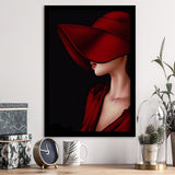 Woman In Red Hat Portrait Canvas Painting Framed Art Print Wall Art Decor,Framed Picture