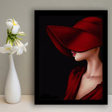 Woman In Red Hat Portrait Canvas Painting Framed Art Print Wall Art Decor,Framed Picture