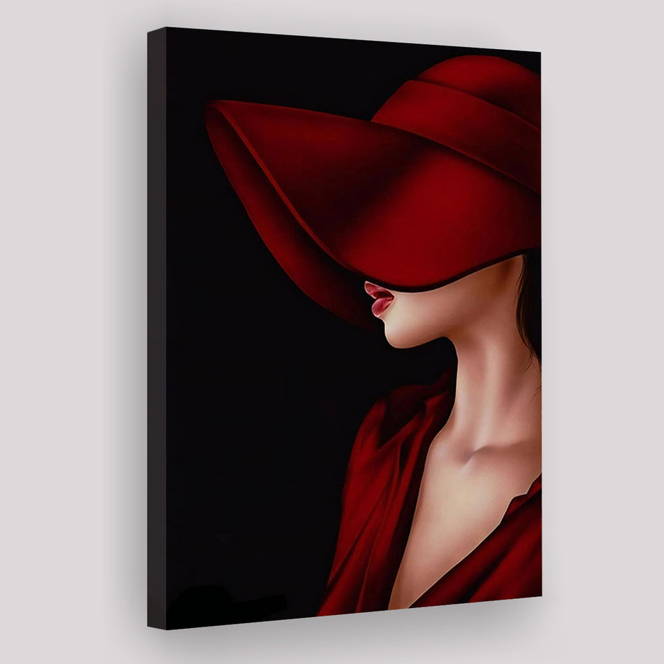 lady in red dress canvas Original Impasto Elegant Woman in a Flowing Red Dress Texture Painting on Cavnas Mike Wehner Art