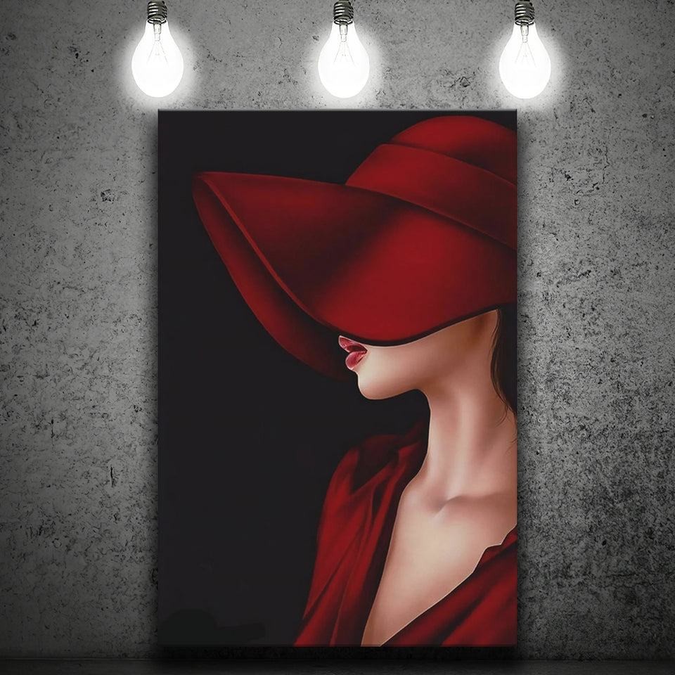 Woman In Red Hat Portrait Canvas Painting Canvas Prints Wall Art Home Decor