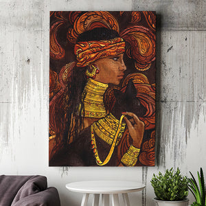 Woman with Black Cat Canvas Prints Wall Art - Painting Canvas, African Art, Home Wall Decor, Painting Prints, For Sale