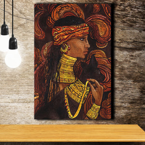 Woman with Black Cat Canvas Prints Wall Art - Painting Canvas, African Art, Home Wall Decor, Painting Prints, For Sale