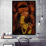 Woman with Black Cat Framed Art Prints Wall Decor - Painting Prints, African Art, Home Decor,Framed Picture,For Sale