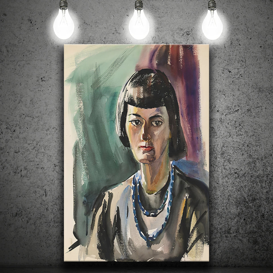 Woman with necklace Canvas Prints Wall Art - Painting Canvas , Home Wall Decor, Prints for Sale, Painting Art