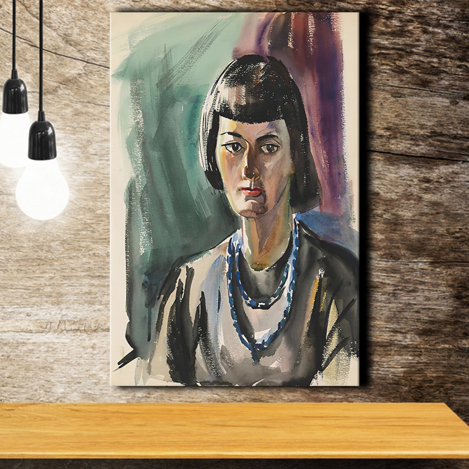 Woman with necklace Canvas Prints Wall Art - Painting Canvas , Home Wall Decor, Prints for Sale, Painting Art