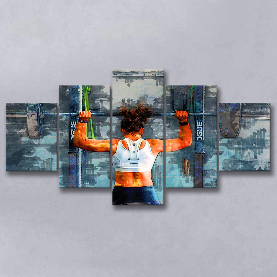 Women Workout Motivation Fitness 5 Pieces Canvas Prints Wall Art Decor - Painting Canvas, Mixed Canvas, Multi Panels
