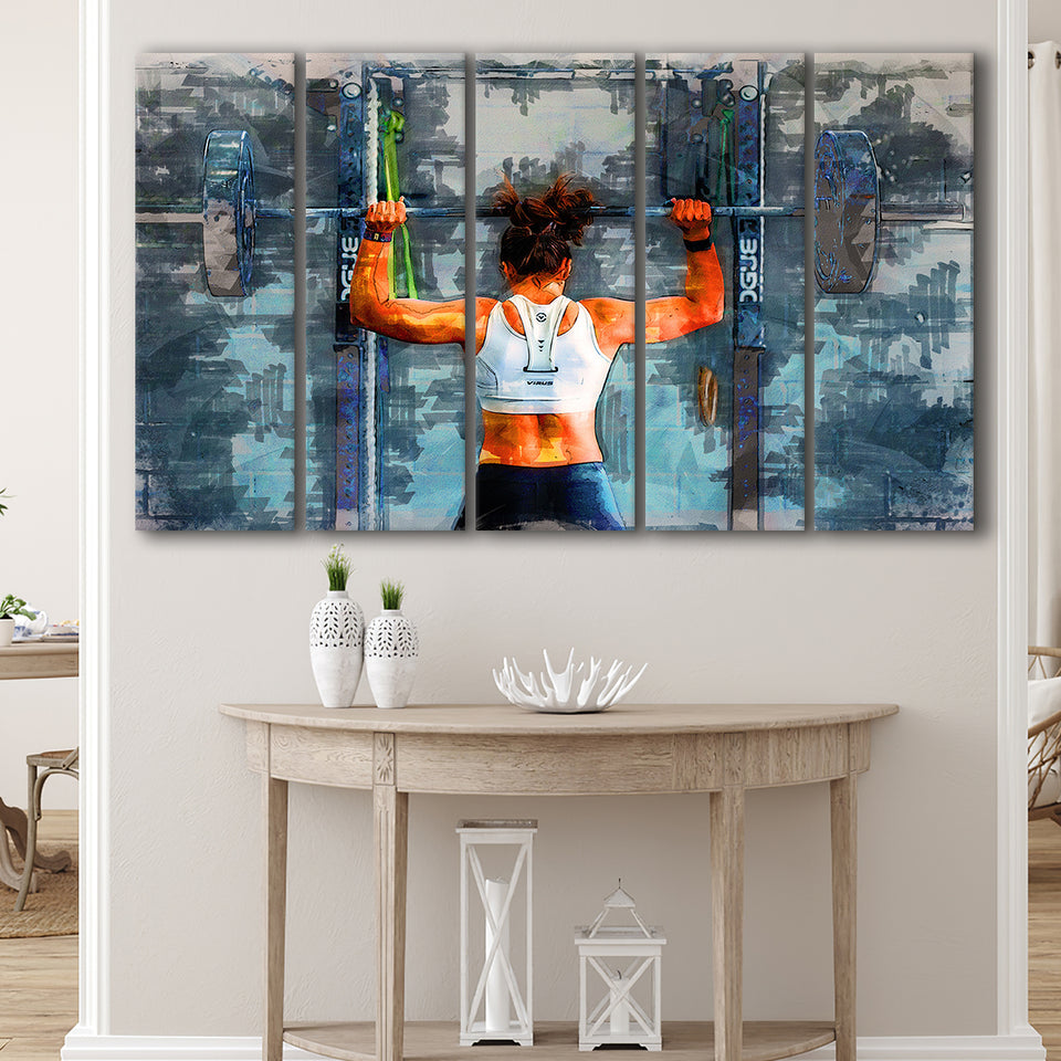Women Workout Motivation Fitness 5 Piece B Canvas Prints Wall Art Decor, Multi Panels,Large Canvas, Home Decor