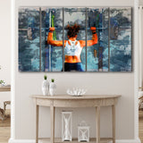 Women Workout Motivation Fitness 5 Piece B Canvas Prints Wall Art Decor, Multi Panels,Large Canvas, Home Decor