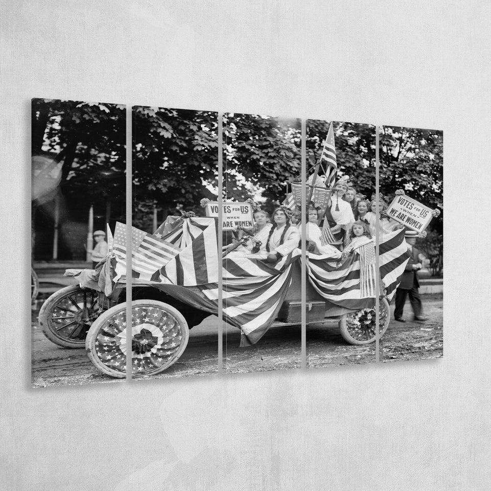 Women'S Suffrage Black And White Print, Votes For Women Larger Canvas Art, 5 Piece Canvas Prints Wall Art Decor