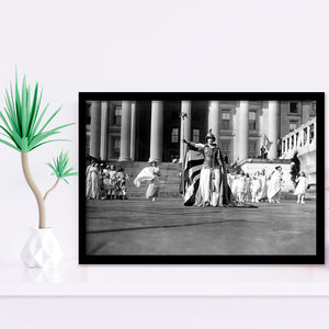 Women'S Suffrage Black And White Print, 'Columbia' Suffrage Pageant 1913 Framed Art Prints, Wall Art,Home Decor,Framed Picture