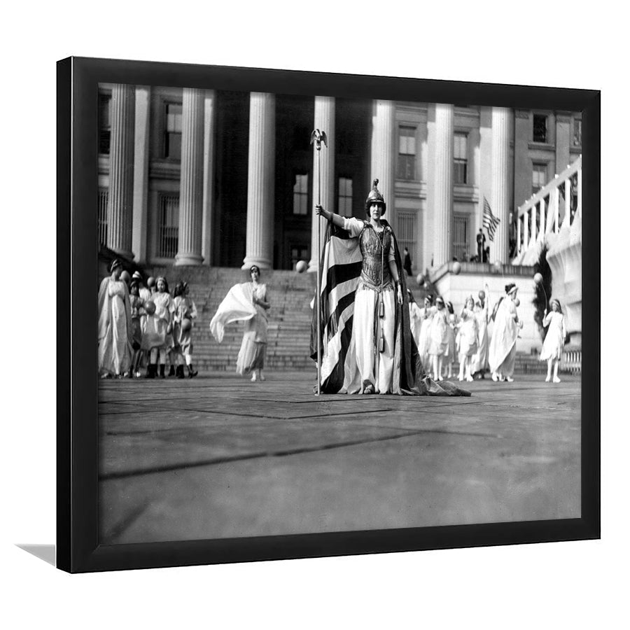 Women'S Suffrage Black And White Print, 'Columbia' Suffrage Pageant 1913 Framed Art Prints, Wall Art,Home Decor,Framed Picture