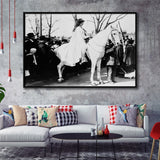 Women'S Suffrage Parage Black And White Print, Inez Milholland Framed Canvas Prints Wall Art Home Decor,Floating Frame