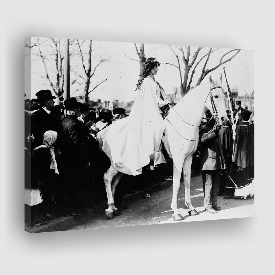 Women'S Suffrage Parage Black And White Print, Inez Milholland Canvas Prints Wall Art Home Decor