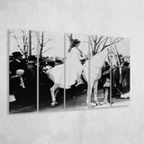 Women'S Suffrage Parage Black And White Print, Inez Milholland Larger Canvas Art, 5 Piece Canvas Prints Wall Art Decor