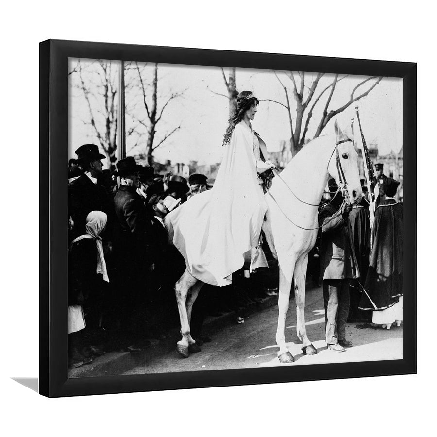 Women'S Suffrage Parage Black And White Print, Inez Milholland Framed Art Prints, Wall Art,Home Decor,Framed Picture