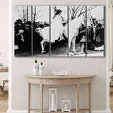 Women'S Suffrage Parage Black And White Print, Inez Milholland Larger Canvas Art, 5 Piece Canvas Prints Wall Art Decor