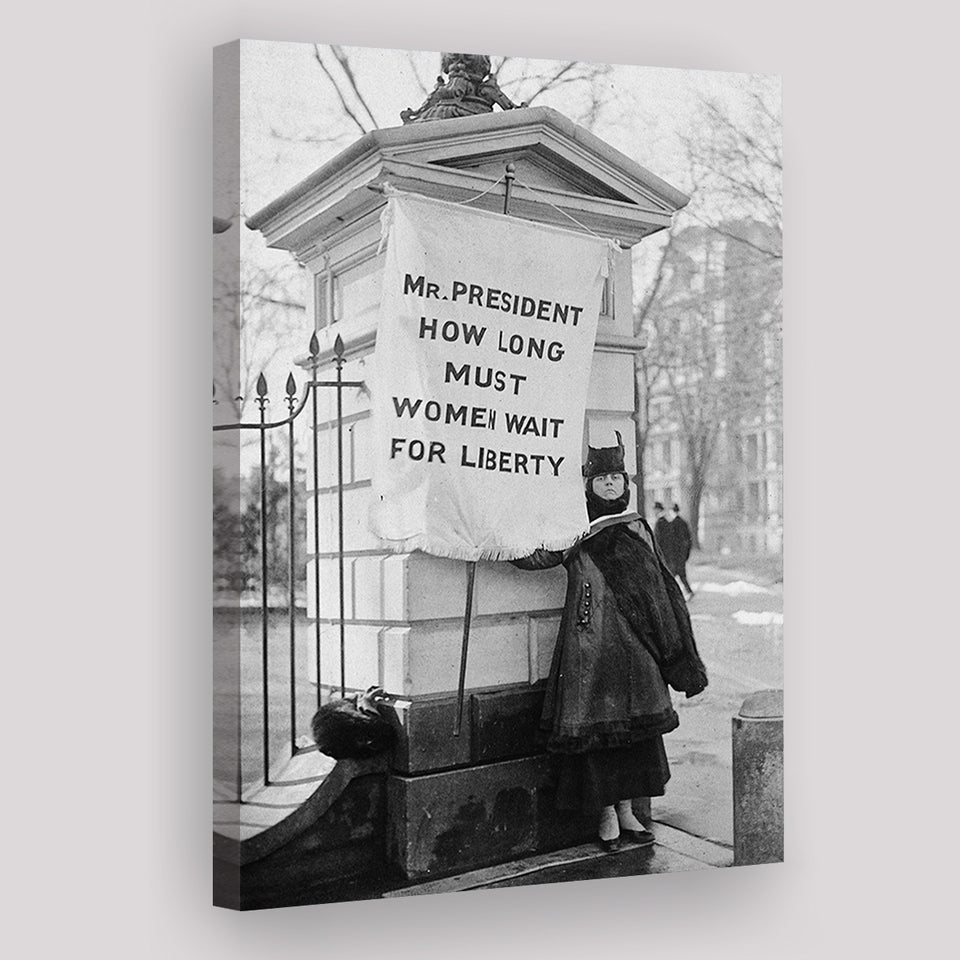 Women'S Suffrage Photo Black And White Print, Protest The President Canvas Prints Wall Art Home Decor