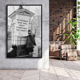 Women'S Suffrage Photo Black And White Print, Protest The President Framed Canvas Prints Wall Art Home Decor, Floating Frame