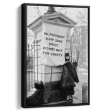 Women'S Suffrage Photo Black And White Print, Protest The President Framed Canvas Prints Wall Art Home Decor, Floating Frame