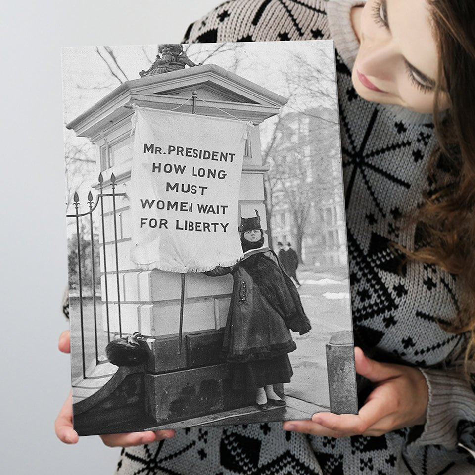 Women'S Suffrage Photo Black And White Print, Protest The President Canvas Prints Wall Art Home Decor