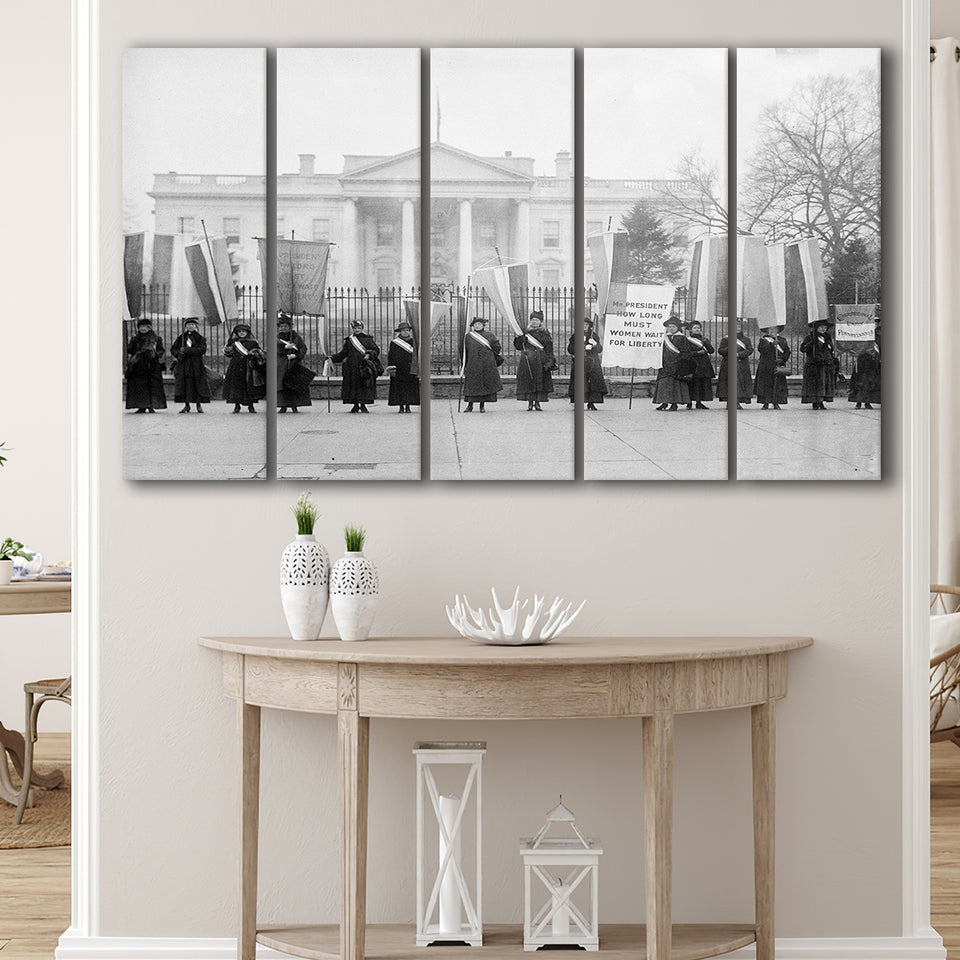 Women'S Suffrage Photo Black And White Print, Women'S Voting Rights Larger Canvas Art, 5 Piece Canvas Prints Wall Art Decor