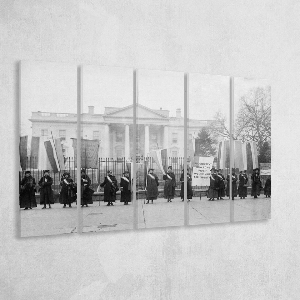 Women'S Suffrage Photo Black And White Print, Women'S Voting Rights Larger Canvas Art, 5 Piece Canvas Prints Wall Art Decor