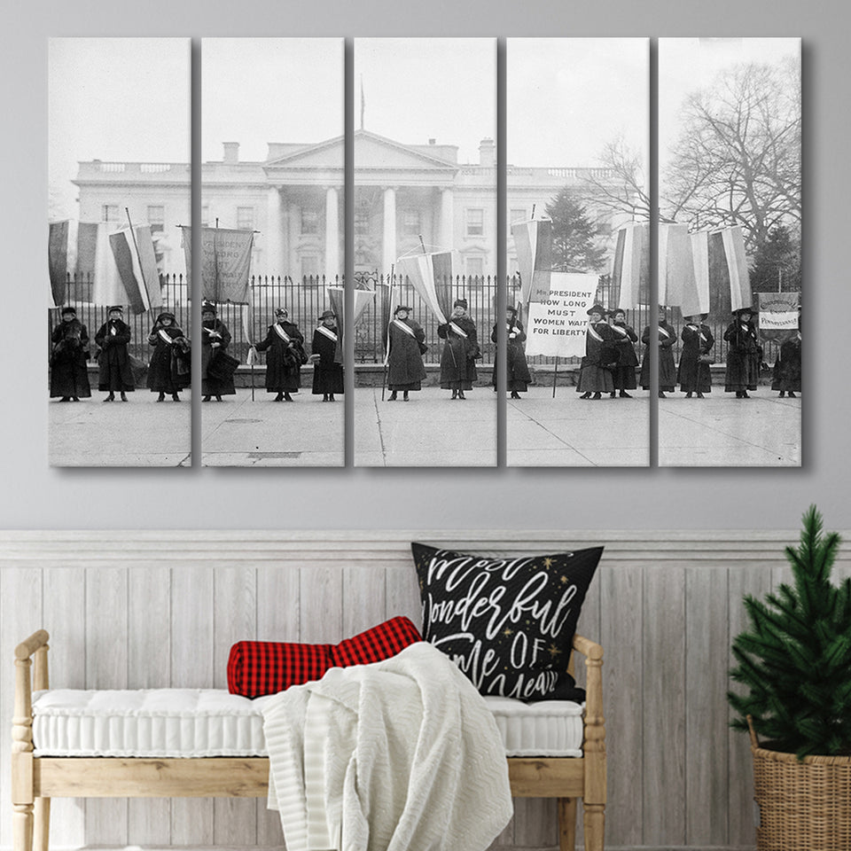 Women'S Suffrage Photo Black And White Print, Women'S Voting Rights Larger Canvas Art, 5 Piece Canvas Prints Wall Art Decor