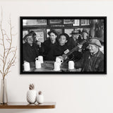 Woody Guthrie Playing Guitar Photo Black And White Print, Music Framed Canvas Prints Wall Art Home Decor,Floating Frame