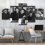 Woody Guthrie Playing Guitar Photo Black And White Print, Music 5 Panels, Canvas Prints Wall Art Decor, Large Canvas Art