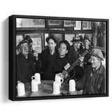 Woody Guthrie Playing Guitar Photo Black And White Print, Music Framed Canvas Prints Wall Art Home Decor,Floating Frame