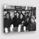 Woody Guthrie Playing Guitar Photo Black And White Print, Music Canvas Prints Wall Art Home Decor